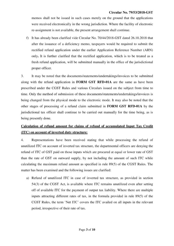 Circular No Gst Clarification On Refund Related Issues